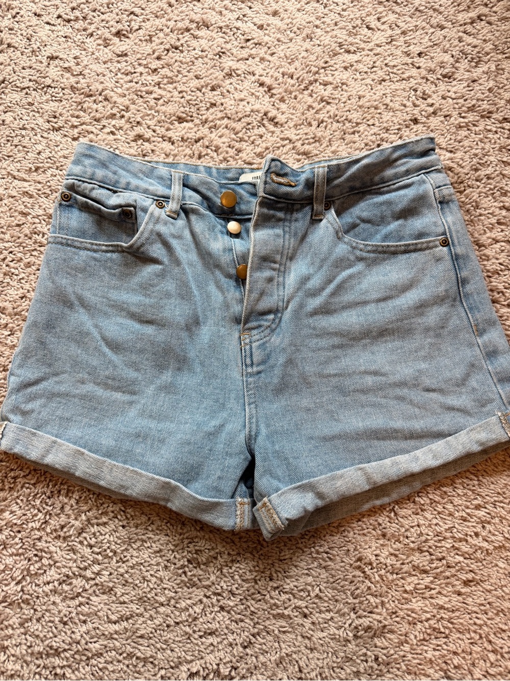 Forever 21 Light Blue Button-Front Denim Shorts